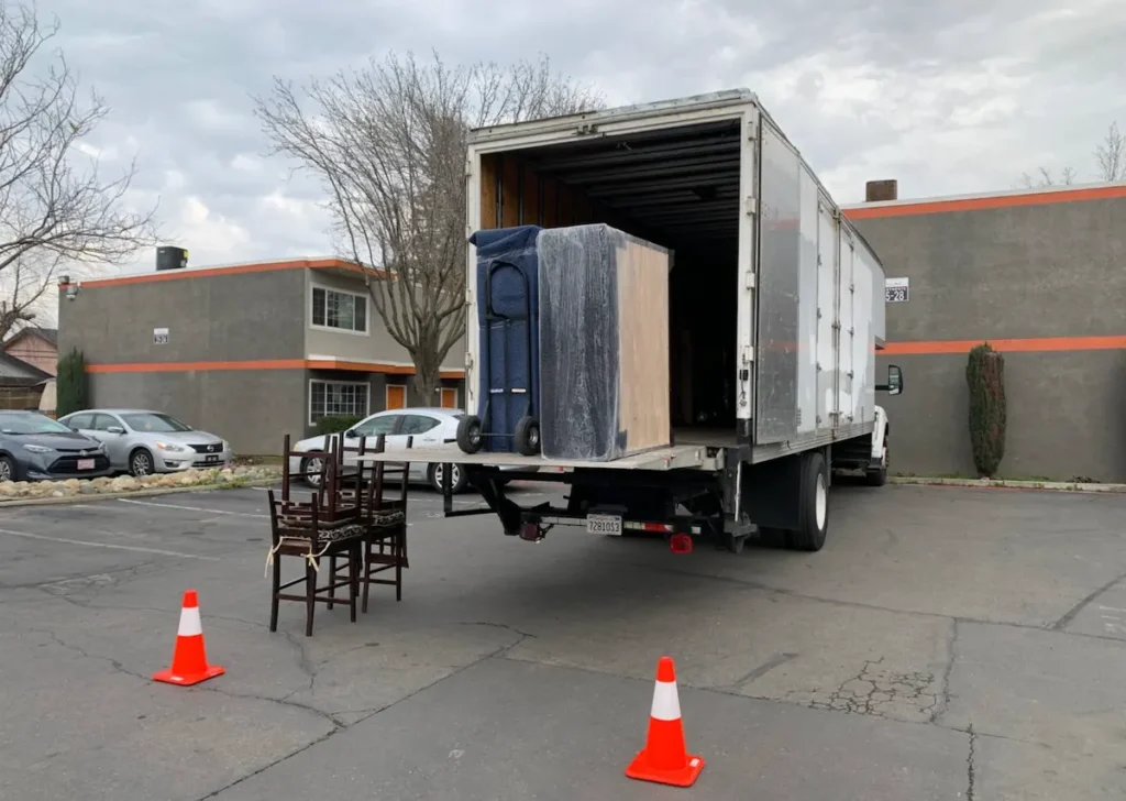 A Double Move truck being loaded in Fair Oaks, CA