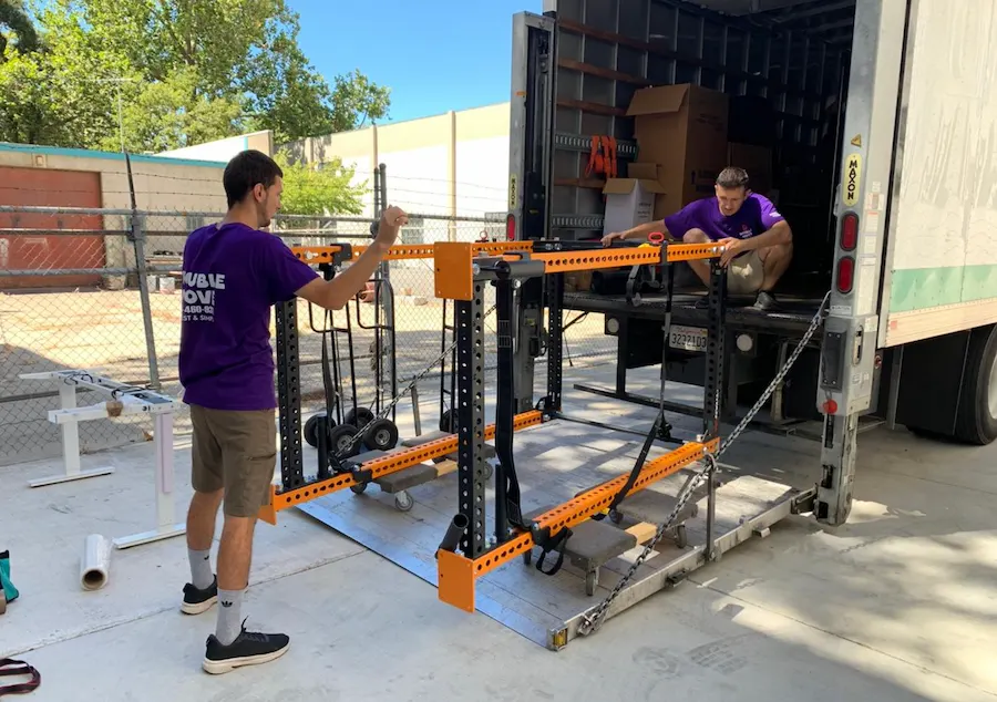 Double Move crew loading a moving truck outside a single-story ranch home in Citrus Heights