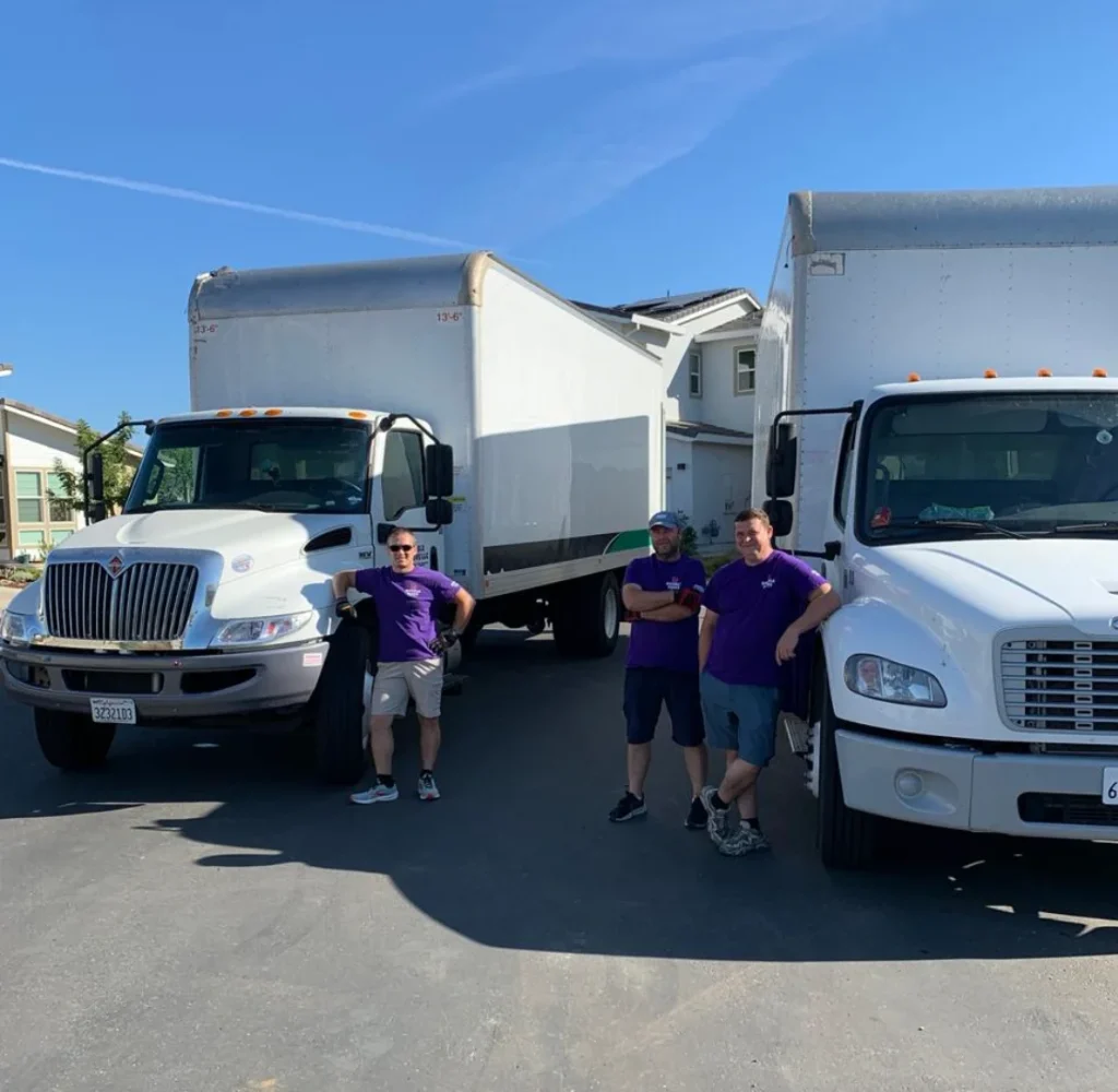 Double Move truck loaded and ready to leave for a long-distance move