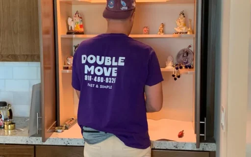 Double-Move crew packing kitchen boxes during home move Roseville CA