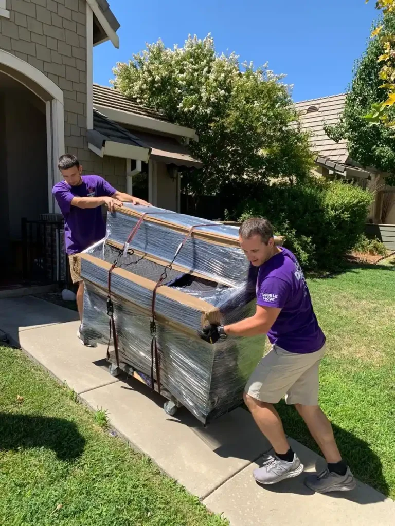 Double-Move piano moving service loading upright piano truck Elk Grove CA